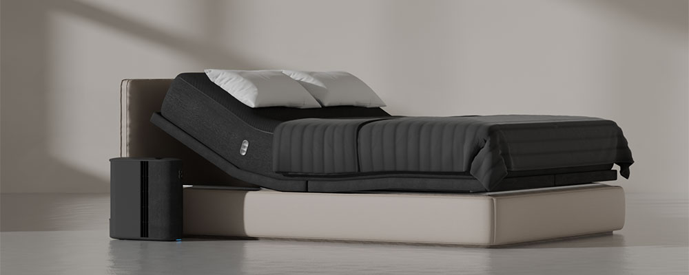 Eight Sleep Pod 5 adjustable bed frame shown with the head section gently raised.