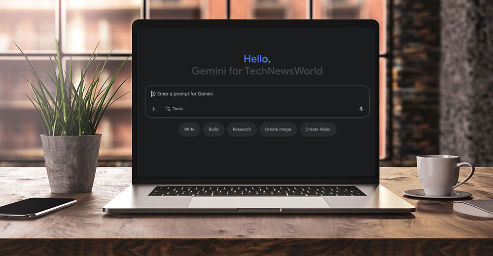 Laptop on a desk displaying the Google Gemini interface